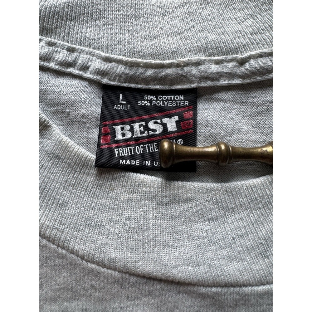 Vintage 90s Madison East Purgolders Mascot Heather Grey T-Shirt Size L - Picture 2 of 6